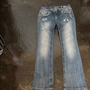 Miss Me Blue Distressed Flare Jeans